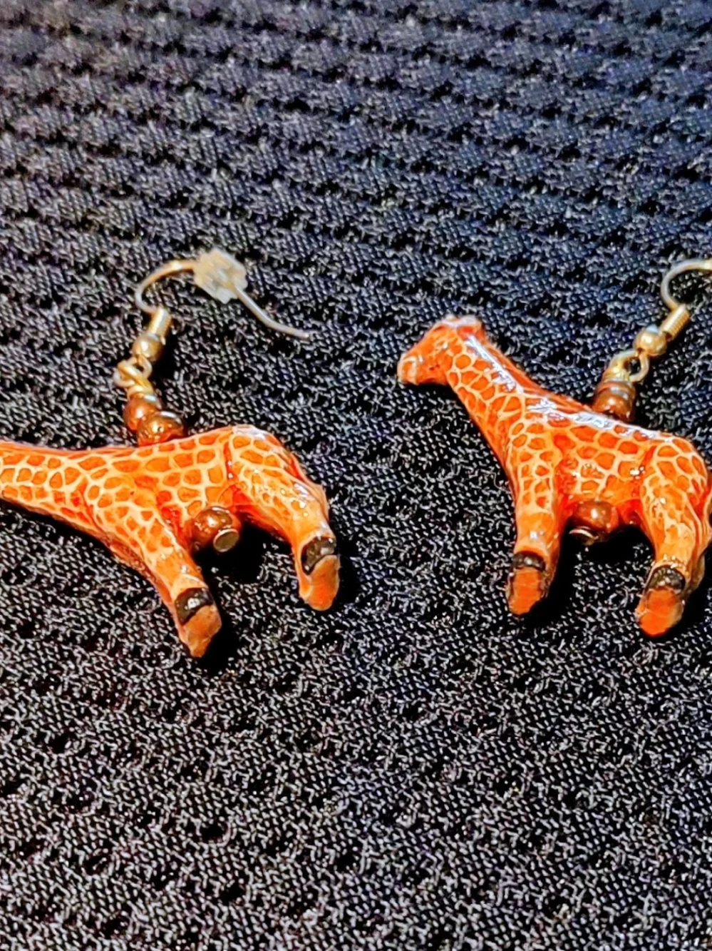 Handcrafted Orange Giraffe Earrings for Kids - Cute Animal Dangle